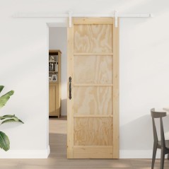 vidaXL Porta Scorrevole con Set di Ferramenta 73.5x198.5 cm Legno Massello di Pino