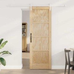 Porta scorrevole vidaXL con set di ferramenta 73.5x211 cm in legno massello di pino
