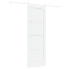 porta scorrevole vidaXL con set di accessori Bianca 73.5x211 cm legno massello di pino