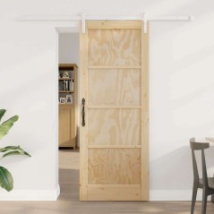 Porta Scorrevole vidaXL con Set di Accessori 78x202 cm Legno Massello di Pino