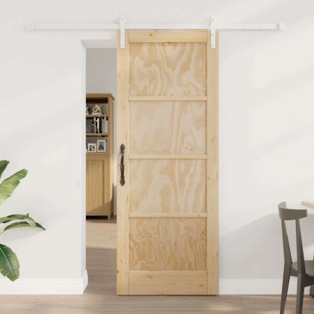 Porta Scorrevole vidaXL con Set di Accessori 78x202 cm Legno Massello di Pino