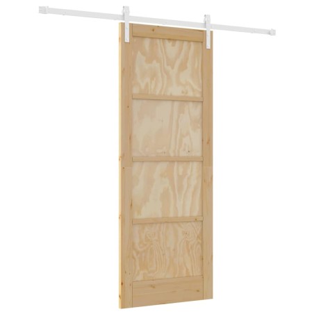 Porta Scorrevole vidaXL con Set di Accessori 78x202 cm Legno Massello di Pino