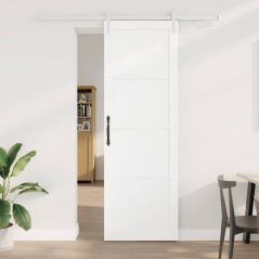 Porta Scorrevole vidaXL con Set di Ferramenta Bianca 78x232 cm Legno Massello di Pino