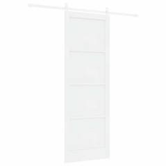 Porta Scorrevole vidaXL con Set di Componenti Bianchi 83x232 cm Legno Massello di Pino