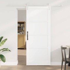 Porta scorrevole vidaXL con set di hardware bianco 86x211 cm in legno massello di pino