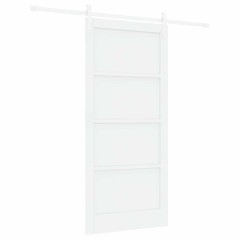 Porta Scorrevole vidaXL con Set di Ferramenta Bianca 93x202 cm Legno Massello Pino