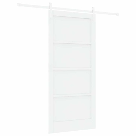 Porta Scorrevole vidaXL con Set di Ferramenta Bianca 93x202 cm Legno Massello Pino