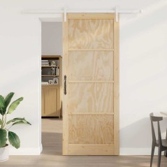 Porta Scorrevole vidaXL con Set di Hardware 93x232 cm in Legno Massello di Pino