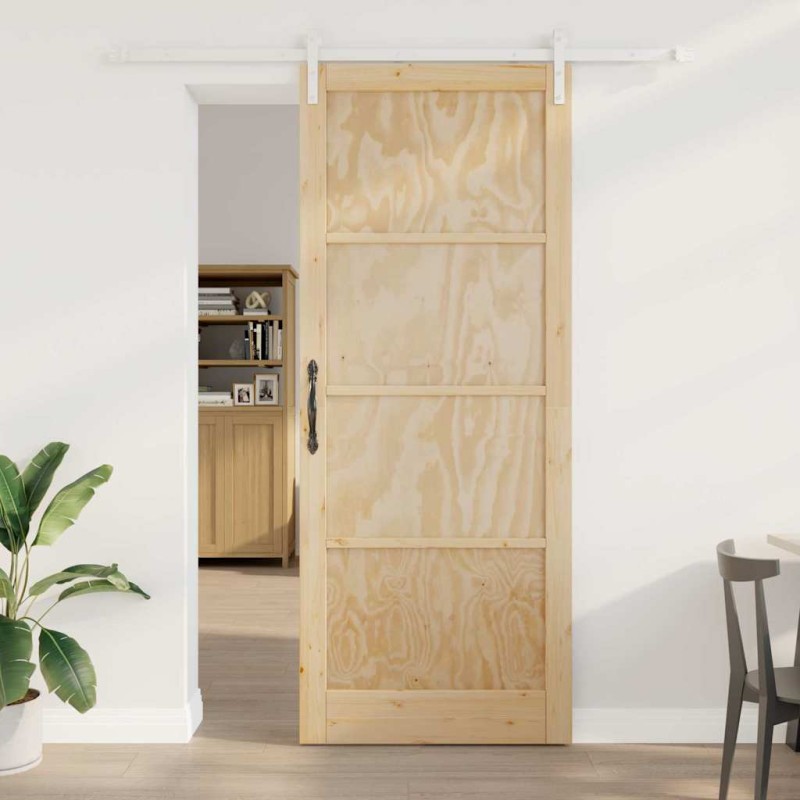 Porta Scorrevole vidaXL con Set di Hardware 93x232 cm in Legno Massello di Pino