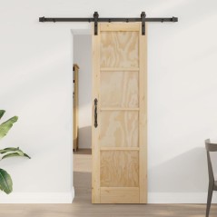 Porta Scorrevole vidaXL con Set di Ferramenta 61x198.5 cm Legno Massello di Pino