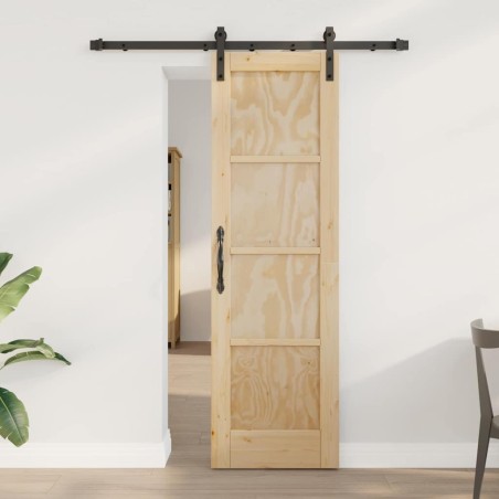 Porta Scorrevole vidaXL con Set di Ferramenta 61x198.5 cm Legno Massello di Pino