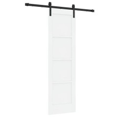 vidaXL Porta Scorrevole con Set di Ferramenta Bianca 61x198.5 cm Legno di Pino Massiccio