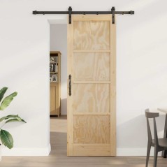 Porta Scorrevole vidaXL con Set di Ferramenta 73.5x211 cm in Legno Massello di Pino