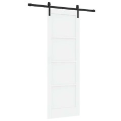 Porta Scorrevole vidaXL con Set di Ferramenta Bianca 73.5x211 cm in Legno di Pino