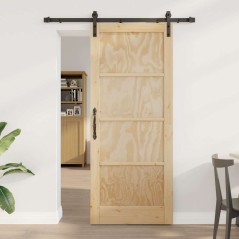 vidaXL Porta Scorrevole con Set di Ferramenta 83x202 cm Legno Massello di Pino