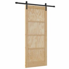 vidaXL Porta Scorrevole con Set di Ferramenta 83x202 cm Legno Massello di Pino