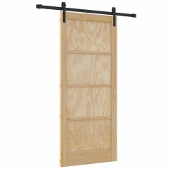 Porta Scorrevole vidaXL con Set di Ferramenta 86x198.5 cm in Legno Massello di Pino