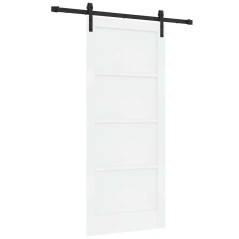 vidaXL Porta Scorrevole con Set di Ferramenta Bianca 86x198.5 cm in Legno Massiccio di Pino