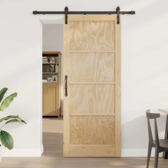 Porta Scorrevole vidaXL con Set di Ferramenta 86x211 cm Legno Massello Pino