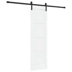 vidaXL Porta Scorrevole con Set di Ferramenta Bianca 61x198,5 cm in Legno Massello di Pino