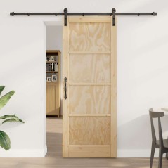 Porta Scorrevole vidaXL con Set di Ferramenta 78x202 cm Legno Massello di Pino