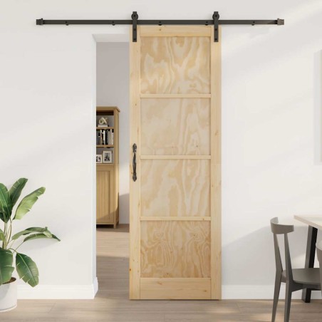 vidaXL Porta scorrevole con set di accessori 78x232 cm legno massello di pino