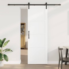 vidaXL Porta Scorrevole con Set di Ferramenta Bianca 78x232 cm Legno Massiccio di Pino