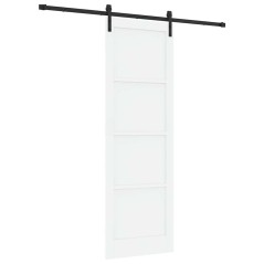 vidaXL Porta Scorrevole con Set di Ferramenta Bianca 78x232 cm Legno Massiccio di Pino