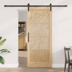 Porta Scorrevole vidaXL con Set di Fissaggi 83x202 cm Legno Massello Pino