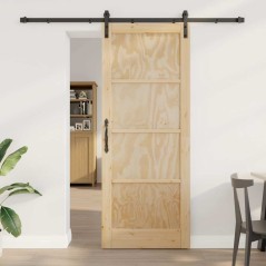 Porta Scorrevole vidaXL con Set di Fissaggio 83x211 cm in Legno Massello di Pino