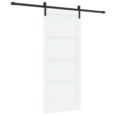vidaXL Porta Scorrevole con Set Hardware Bianca 86x198.5 cm Legno Massello di Pino