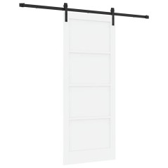 Porta Scorrevole vidaXL con Set di Accessori Bianca 86x211 cm in Legno Massello di Pino