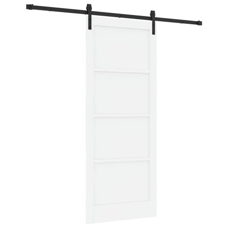 Porta Scorrevole vidaXL con Set di Accessori Bianca 86x211 cm in Legno Massello di Pino