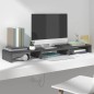 Supporto per Monitor Grigio 80x24x10,5cm Legno Massello di Pino Supporto per Monitor Grigio 80x24x10,5cm Legno Massello di Pino