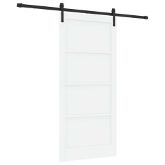 Porta Scorrevole vidaXL con Set di Fissaggi Bianca 93x202 cm Legno Massello di Pino