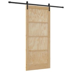 vidaXL Porta Scorrevole con Set di Ferramenta 93x211 cm Legno Massello di Pino