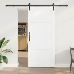 vidaXL Porta Scorrevole con Set Hardware Bianca 93x211 cm Legno Massello di Pino