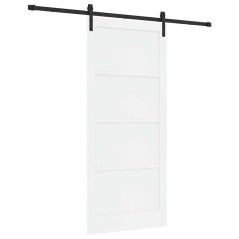 vidaXL Porta Scorrevole con Set Hardware Bianca 93x211 cm Legno Massello di Pino