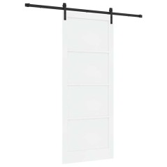 Porta Scorrevole vidaXL con Set di Hardware Bianca 93x232 cm in Legno Massello di Pino