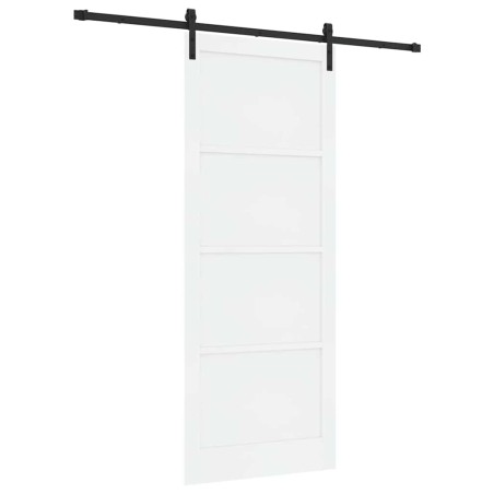 Porta Scorrevole vidaXL con Set di Hardware Bianca 93x232 cm in Legno Massello di Pino