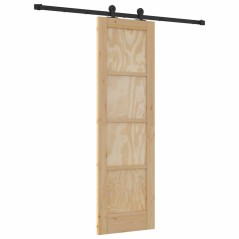 vidaXL Porta scorrevole con set di hardware 61x198,5 cm Legno massello di pino