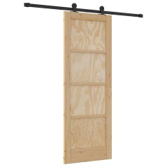 vidaXL Porta Scorrevole con Set di Ferramenta 73,5x198,5 cm Legno Massello di Pino