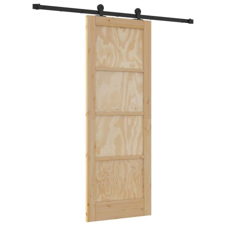 vidaXL Porta Scorrevole con Set di Ferramenta 73,5x198,5 cm Legno Massello di Pino