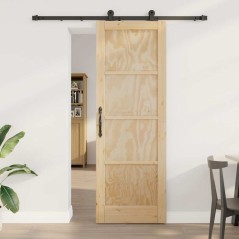 Porta scorrevole vidaXL con set di hardware 73.5x211 cm Legno massello di pino