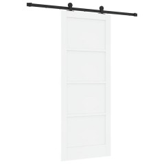 vidaXL Porta scorrevole con hardware bianco 83x211 cm in legno massello di pino