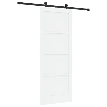 vidaXL Porta scorrevole con hardware bianco 83x211 cm in legno massello di pino