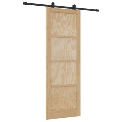 vidaXL Porta scorrevole con set di hardware 83x232 cm in legno massello di pino