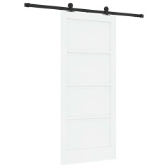 Porta Scorrevole vidaXL con Set di Accessori Bianca 86x198,5 cm in Legno Massello di Pino