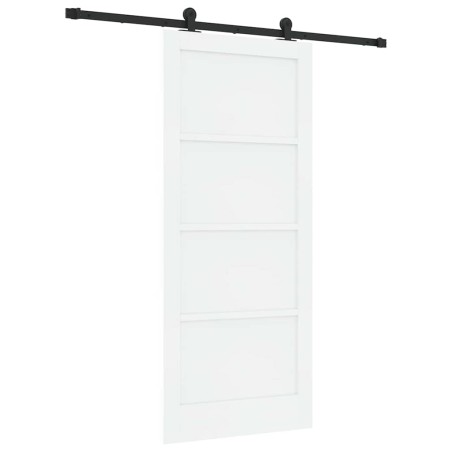 Porta Scorrevole vidaXL con Set di Accessori Bianca 86x198,5 cm in Legno Massello di Pino
