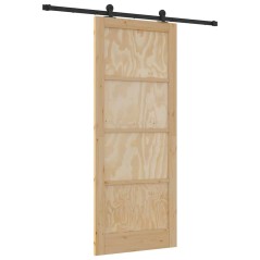 Porta Scorrevole vidaXL con Set di Ferramenta 86x211 cm Legno Massello di Pino